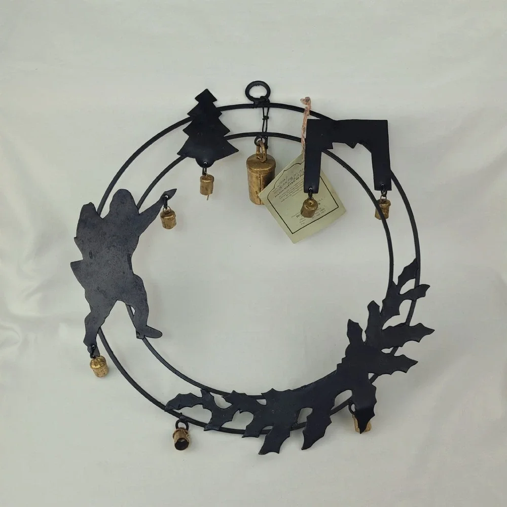 Husna Imports Iron Christmas Wreath Wind Chime Santa Tree Bells 15
